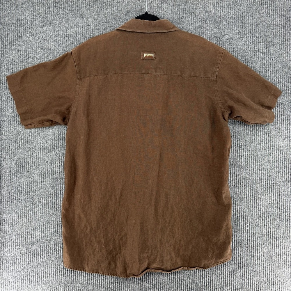 Vintage Y2K LRG Woven Roots & Equipment linen shirt mens 2XL brown short sleeve - Picture 4 of 11